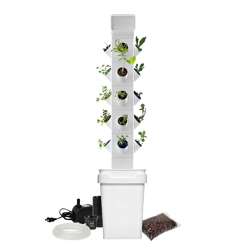A Picture of ExoTowers Hydroponic System with 20 plant slots or 5 Grow Blocks.