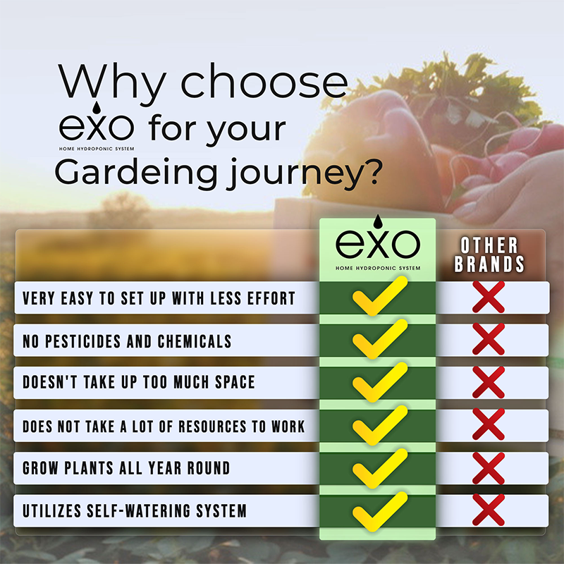 A picture explaining the benefits of ExoTowers over other hydroponics brands.